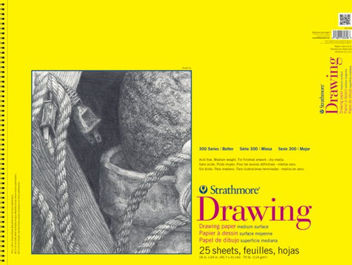 Strathmore Drawing Paper Pad 300 Series 18 x 24 Spiral Bound 25 Sheets