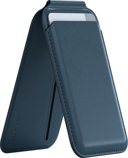 Satechi Vegan-Leather Magnetic Wallet Stand, Blue
